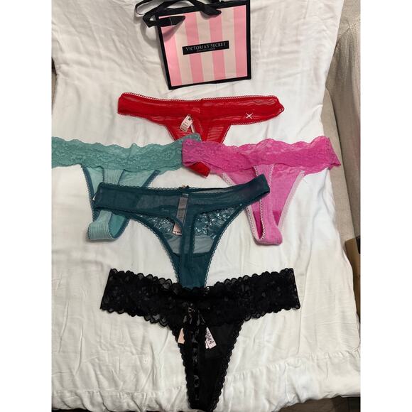 NWT/NWOT Victoria’s Secret Lace Thong Panty Lot – Size M – Mixed Colors - Picture 2 of 2